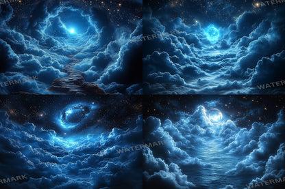 Starry Night Sky Backdrop: 5PNGs for Celestial Galaxy Photography, Cosmic Space Universe Scenes, Twinkling Star Digital Backdrops.