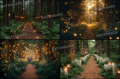 Whimsical Forest Wedding Backdrop Collection, Enchanted Woods Digital Backgrounds, Dreamy Photography, Fairytale Photo Overlays