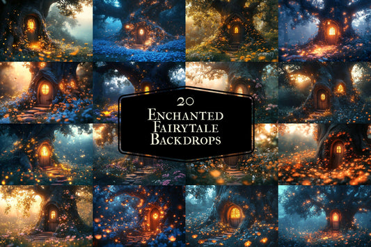 Enchanted Fairytale Backdrops | Magical Fantasy Scenes | Whimsical Storybook | Sparkling Twilight Forest | Digital Backgrounds