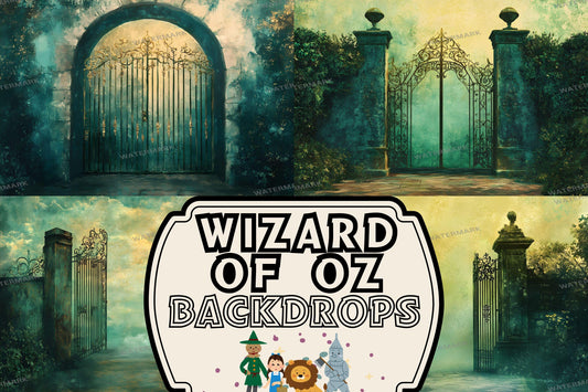 Wizard of Oz Gates Digital Backdrops | Emerald City Entrance Art | Mystical Fantasy Photography Backgrounds
