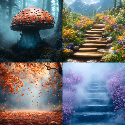 Alice in Wonderland Backdrop Set, Fantasy Storybook Digital Backgrounds for Photography, Whimsical Party Photo Booth, Images