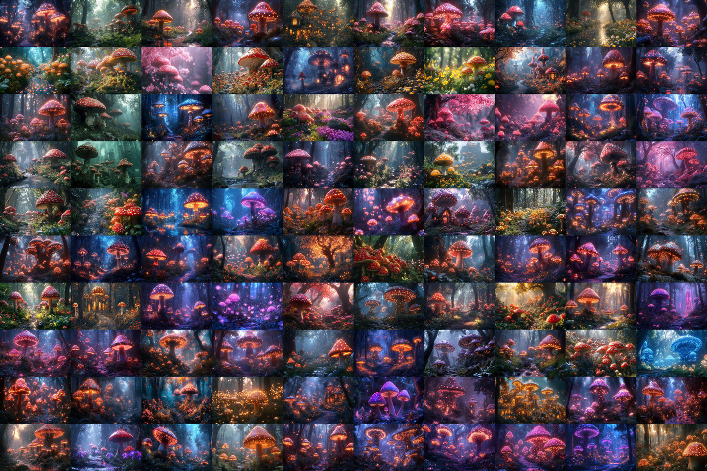 Magic Mushroom Forest Backgrounds - TV wallpaper Backgrounds, Enchanted Forest, Glowing Mushrooms, Mushroom Digital Backdrops, TV Background