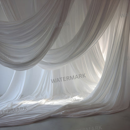 White Fabric Draped Floor Digital Backdrop, Photography Background for Newborns, Product Photography, Square RatioTexture, Wrinkled Cloth Fabric