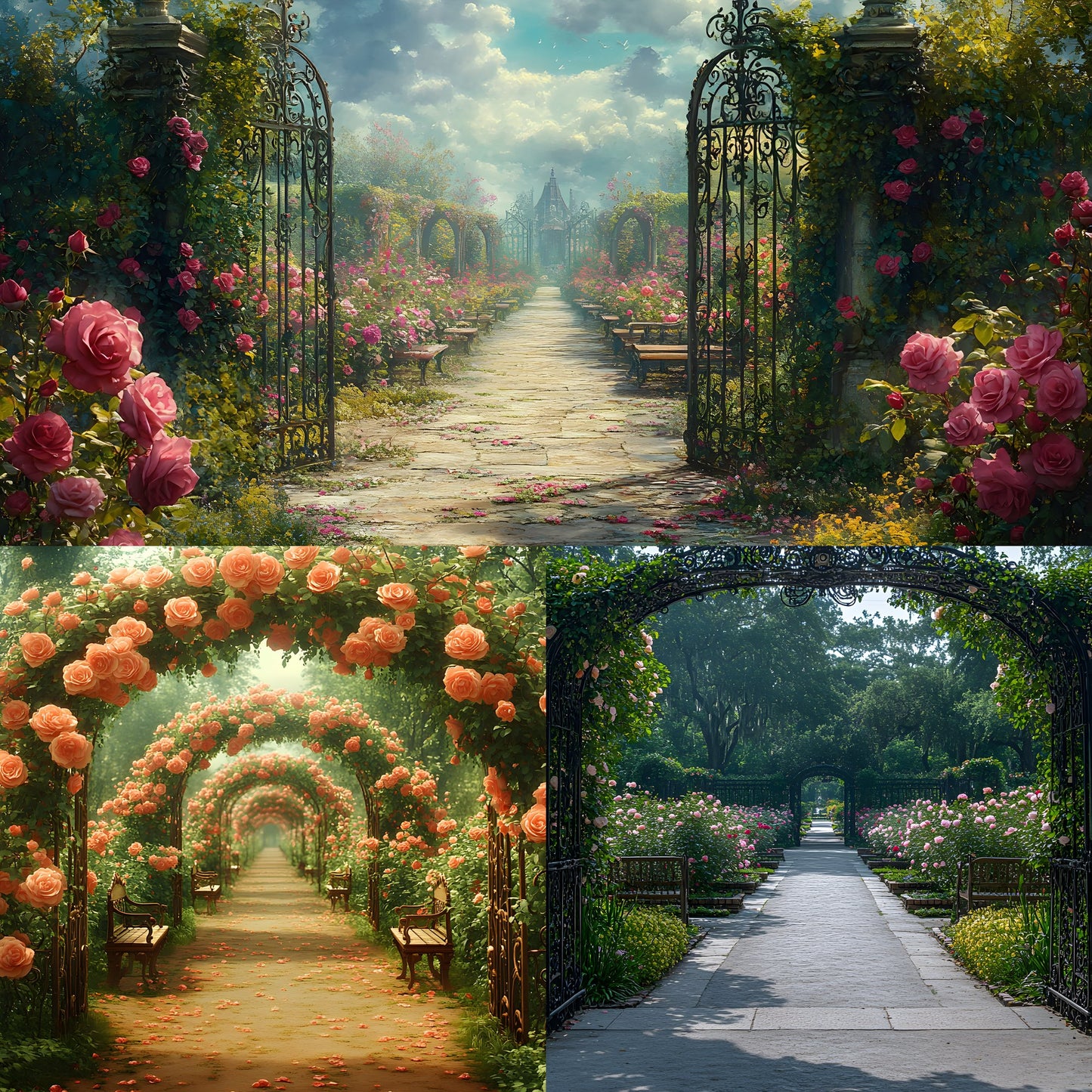 Victorian Rose Garden Digital Backdrop, Enchanted Enclosure Background, Floral Photography Prop, Scene, Fairytale Portrait Image