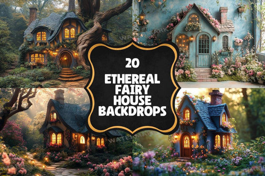 Ethereal Fairy House Backdrops for Digital Art and Photography - Warm Inviting Aesthetic PNGs 00x00px  Ideal for Artists  Designers