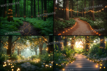 Whimsical Forest Wedding Backdrop Collection, Enchanted Woods Digital Backgrounds for Photographers, Fantasy Photography, Dreamy Scene Set