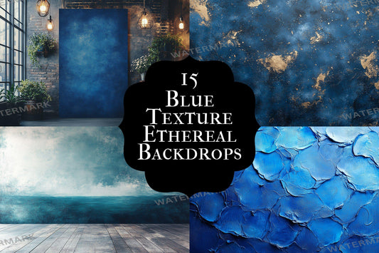 Blue Texture Ethereal Digital Backdrops - Junk Journal & Scrapbook Papers - Dreamy Textured Backgrounds - Digital Art Photo Overlays