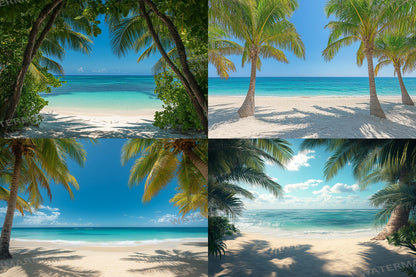 Tropical Beach Paradise Digital Backdrops - 3High-Resolution PNGs for Photography - 00x00px Commercial Use Allowed Ref SB812