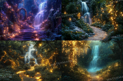 High-Resolution Sparkling Fairytale Forest Backdrops for Digital Art Photography - 00x00px PNGs - Perfect for Artists  Designers