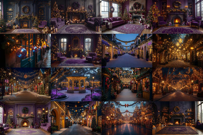 Purple Christmas Backdrops, Christmas Background, Digital Christmas Wallpapers, Photoshop, Photography Backdrops - 3:2 Ratio