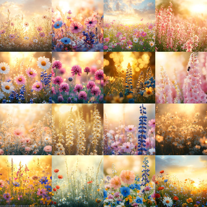 Wildflower Meadow Digital Backdrop, Dreamy Spring Photography Background, Photo Overlay, Floral Portrait Backdrop, High-Res Image0418