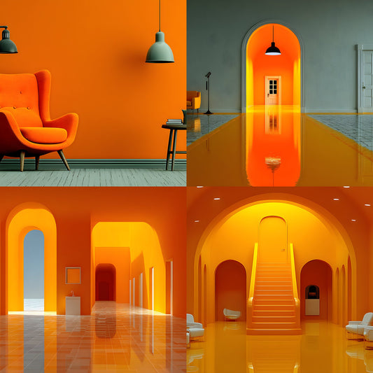Orange Photography Backdrop, Solid Color Photo Background, Digital Download for Portrait, Vibrant Room Scene
