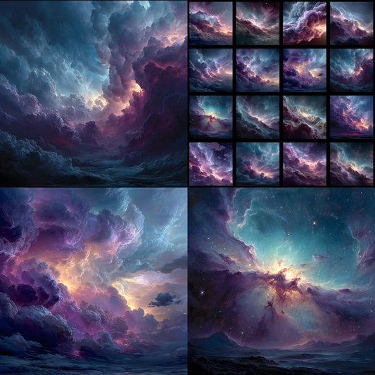 Blue Purple Nebula Digital Backdrop, Galaxy Background for Photography, Space Photo Booth Prop, Fantasy Portrait, Magenta Hues, Square Image