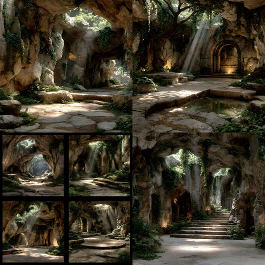 Ancient Stone Cave Digital Backdrop, Fantasy Photography Background, Photo Prop, Mythical Scene, Fine Art Photography, High Resolution Image