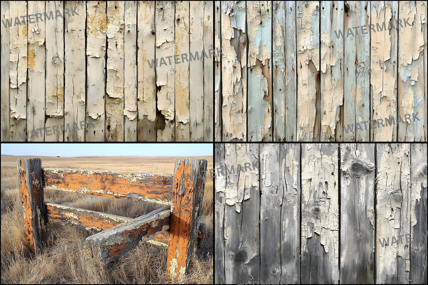 Weathered Wood Fence Digital Backdrop Set, Photography Backgrounds, Rustic Wood Photo Prop, Outdoor Scene, High-Res Images for Composites
