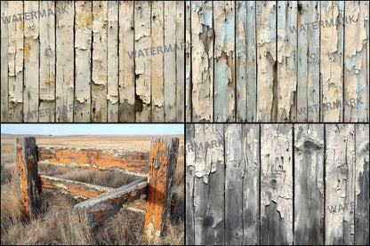 Weathered Wood Fence Digital Backdrop Set, Photography Backgrounds, Rustic Wood Photo Prop, Outdoor Scene, High-Res Images for Composites