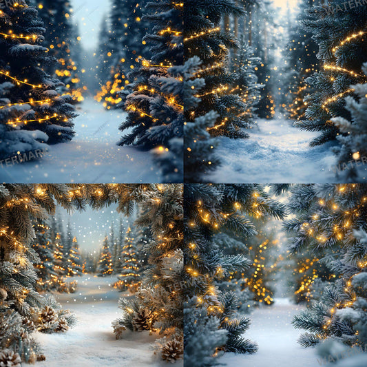 Enchanted Forest Backdrops - Magical Digital Backgrounds for Photography, Photoshop Overlays & Winter Wonderland Backgrounds