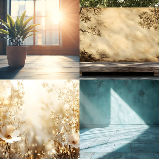 Vintage Sunlit Room Digital Backdrop, Wallpaper Backgrounds, Photography, Dreamy Photo Booth, High-Res Images