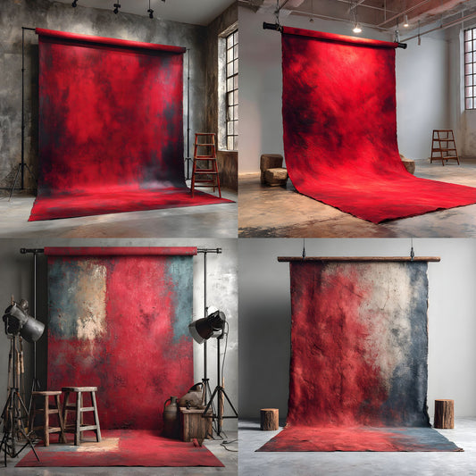 Abstract Red Painted Canvas Digital Backdrop, Artistic Photography Background for Unique Portraits, High-Resolution Textures, Square Format for Creative Projects