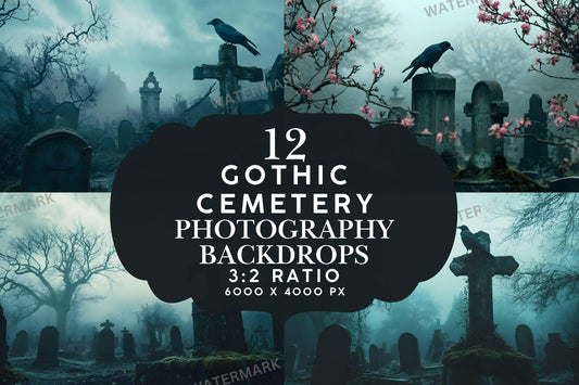 Gothic Cemetery Backdrops - 1High-Resolution PNG Designs 00x00px for Dark Gothic Aesthetic  Commercial Use - Gothic Bird Crow Backdrop
