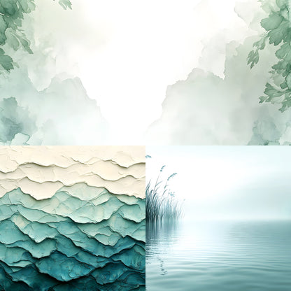 Seafoam Green White Digital Backdrop Photography, Background, Soft Pastel Colors, Online Photo Studio, Portrait Photography, Image Set