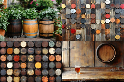 Whiskey Barrel Digital Photography Backdrop, Rustic Wood Background for Newborn, Portrait, and Product Photography - Ratio