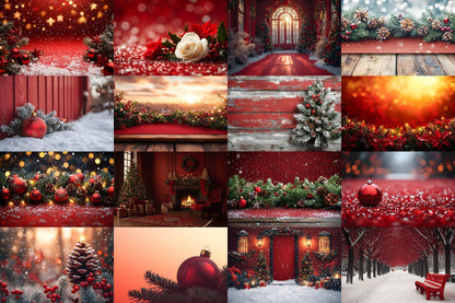 Christmas Backdrop, Digital Backdrop, Santa Christmas Backdrop For Kids Family, Festive Digital Download Christmas Background
