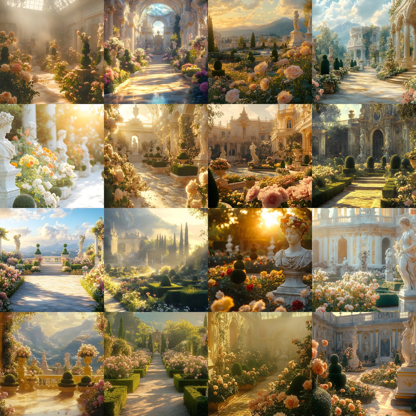 Baroque Garden Digital Backdrop Set, Topiary Photography Backgrounds, Lush Photo Overlays, Elegant Portrait Photography