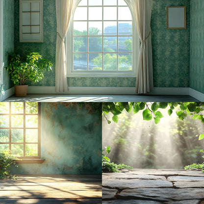 Vintage Sunlit Room Digital Backdrop, Wallpaper Backgrounds, Photography, Cozy Interior Scene, Photo Prop, Dreamy Light