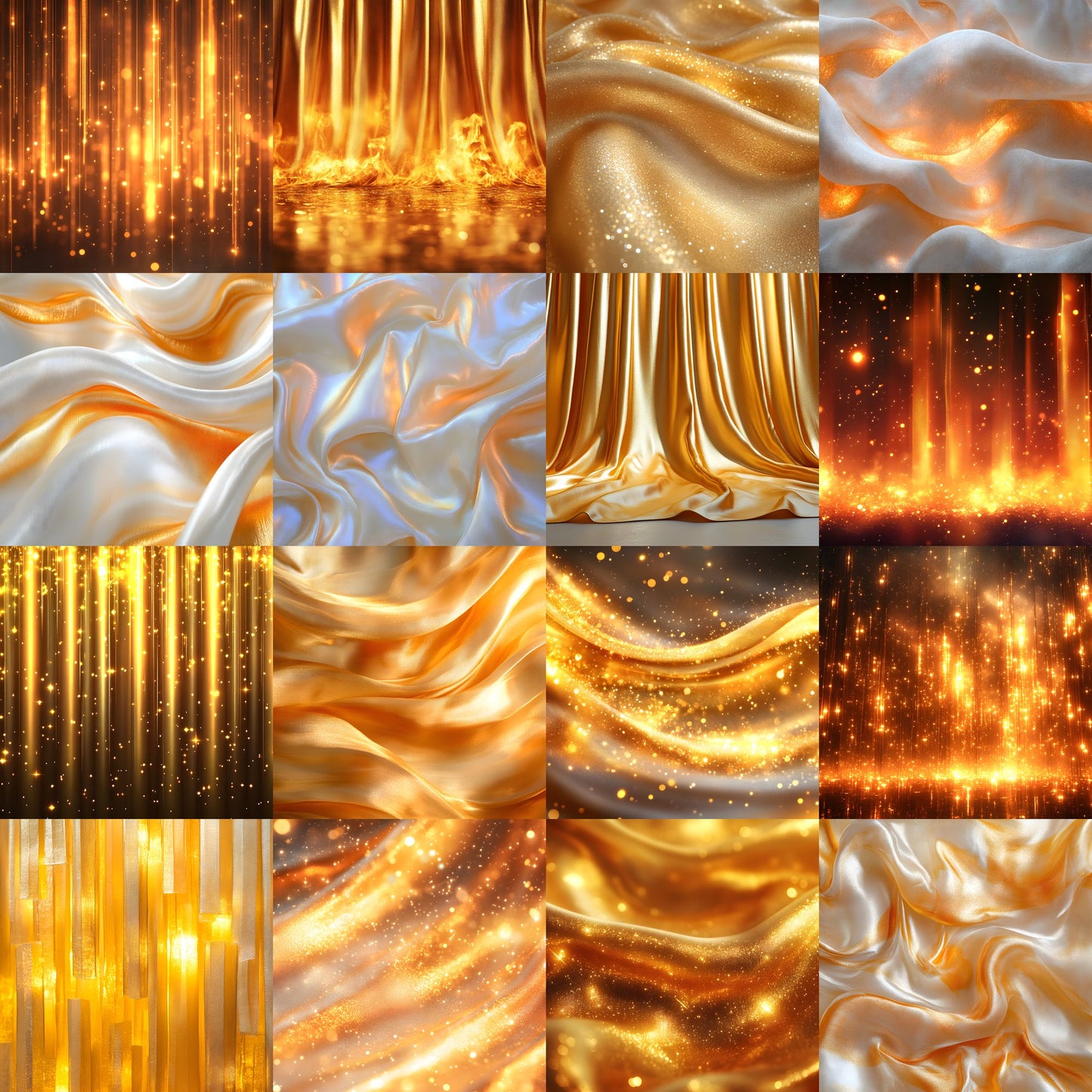 Golden Silk Curtains Digital Backdrop, Luxurious Photo Background, Portrait Photography, Wedding, Elegant Fabric Drapes, Images