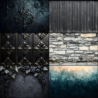 Vintage Black Textured Wall Digital Backdrop, Dark Photography Background for Portrait, Grunge Photo Booth, Moody Fine Art Texture