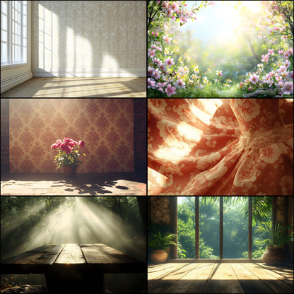 Vintage Sunlit Room Digital Backdrop, Wallpaper Photography Backgrounds, Cozy Interior Scene, High-Res Photo