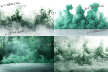 Green Smoke Sports Photography Backdrop Set, Action Photo Backgrounds for Athlete Portraits, Digital Download, Sports Team Pictures