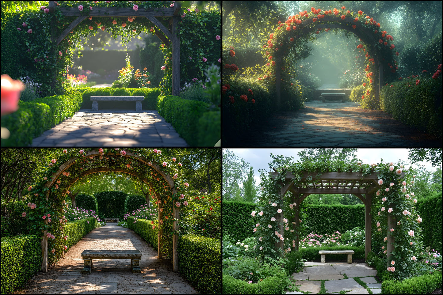 Secret Garden Arbour Digital Backdrop, Floral Arbour Background, Photography Backdrop, Wedding Arbour, Spring Garden Photo Background, Landscape