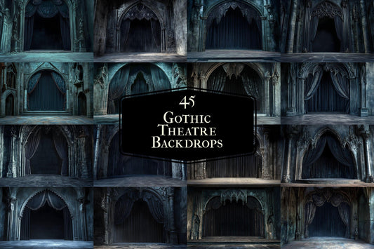 Gothic Theatre Backdrops for Photography, Digital Backgrounds, Stage Decor, Vintage Curtain Sets, Medieval Themes, Photoshop Assets