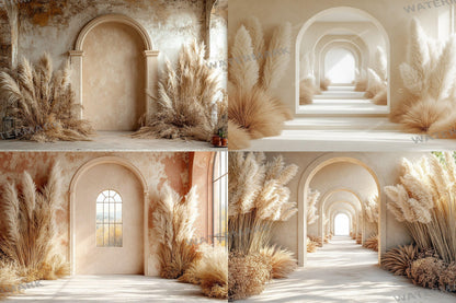 Boho Beige Backdrops - Neutral and Elegant Archway Digital Backdrops, Photoshop & Master Overlays - Wedding and Maternity Backdrops