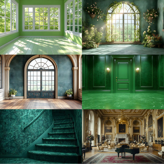 Royal Green Interior Digital Backdrop, Photography Background, Elegant Room Photo Backdrop, Royalty Inspired Scene, Fine Art Photography