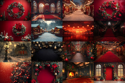 Christmas Backdrop, Digital Backdrop, Santa Christmas Backdrop For Kids Family, Festive Digital Download Christmas Background
