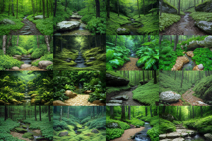 Emerald Ravine Forest Backdrops - Woodland Backgrounds, Lush Green Trees, Nature - Perfect for Photoshop Composites Master Overlays