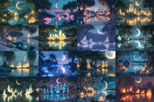 Mystical Fairytale Lake Photography Overlays  Warm Digital Backdrops for Designers  Creatives 00x00px PNGs