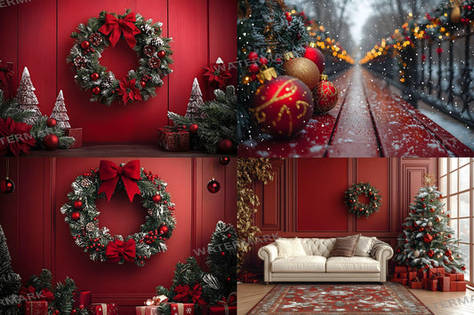 Christmas Backdrop, Digital Backdrop, Santa Christmas Backdrop For Kids Family, Festive Digital Download Christmas Background