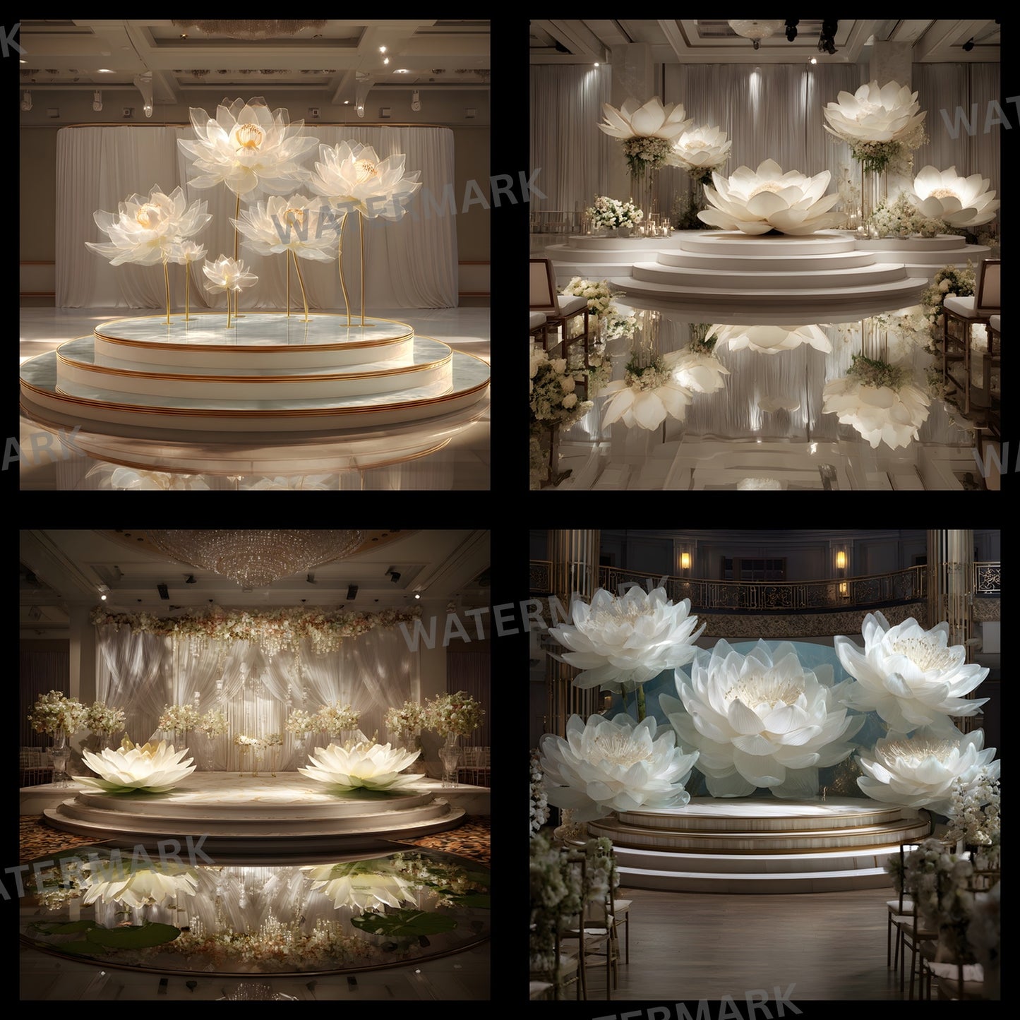 White Lotus Flower Photography Backdrop, Elegant Floral Centerpiece Background, Digital Image for Stunning Portraits & Art Projects