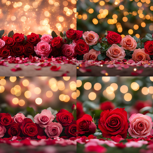Valentine's Day Backdrop, Rose Garden Background, Digital Photography Prop, Romantic Photo Booth, Floral Portrait, Wedding Scene, Valentine