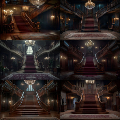 Elegant Staircase Digital Backdrop, Grand Stairway Photography Background, Luxury Interior Photo Prop, High-Resolution Image