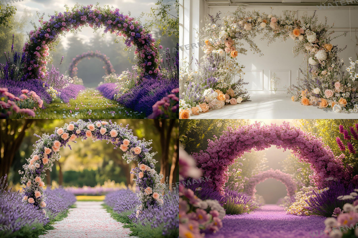 Wildflower Archway Photography Backdrop - Romantic Floral Digital Background for Weddings, Events & Spring Photoshoots