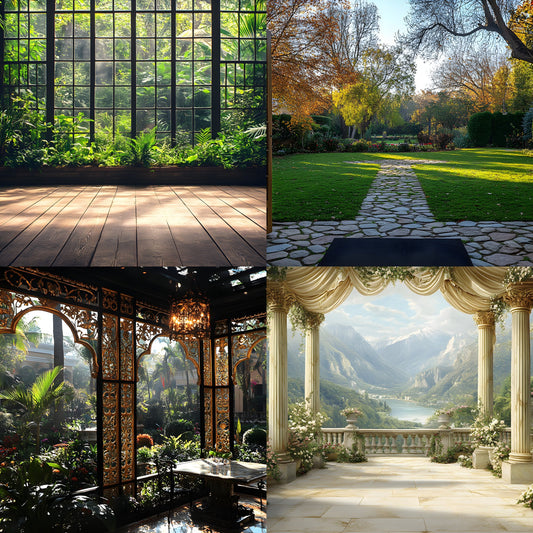 Royal Gold Garden Digital Backdrop, Studio Photography Backgrounds, Elegant Photo Booth, Fantasy Portrait Images, Wedding Photoshoot