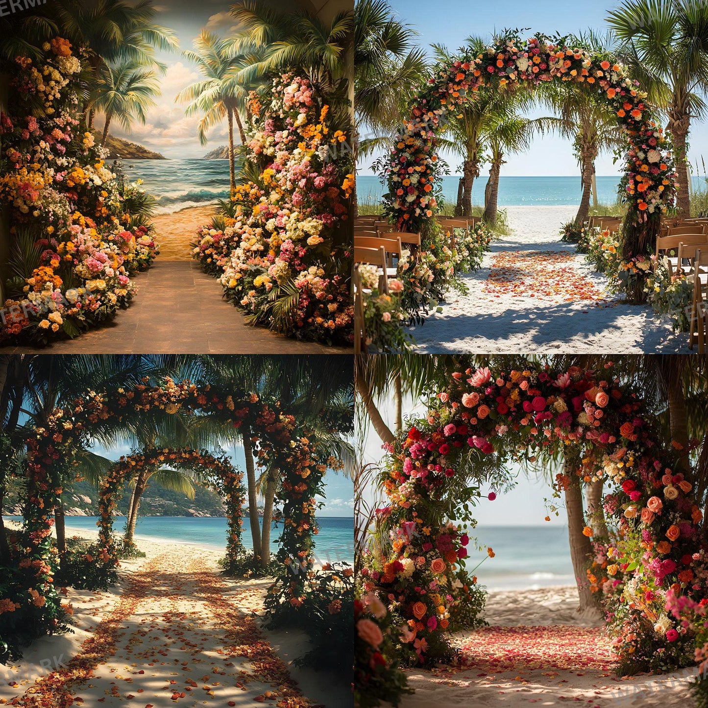 Tropical Wedding Digital Backdrops, Photoshop Composites, Master Overlay Bundle, Beach Wedding Backgrounds - Tropical Destination Wedding