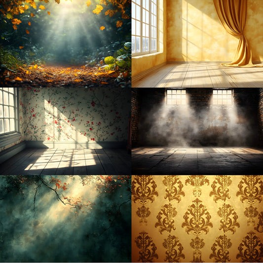 Vintage Sunlit Room Digital Backdrop, Wallpaper Background for Photography, Photo Editing, Dreamy Scene