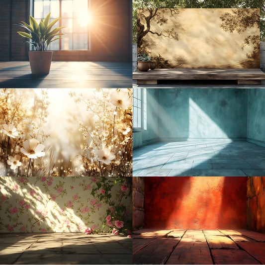 Vintage Sunlit Room Digital Backdrop, Wallpaper Backgrounds, Photography, Dreamy Photo Booth, High-Res Images