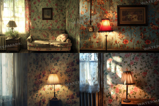 Elegant Vintage Digital Backdrops - Retro Wallpaper Photo Backgrounds - Commercial Use Allowed